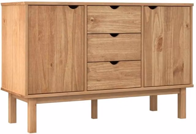 Berkfield Home OTTA Sideboard in Brown Solid Pine Wood, W/D/H: 113.5 x 43 x 73 cm – 1