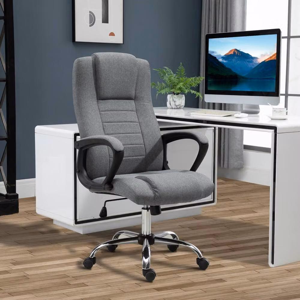Rolipo Modern Linen-Look Executive Swivel Office Chair in Dark Grey – 3
