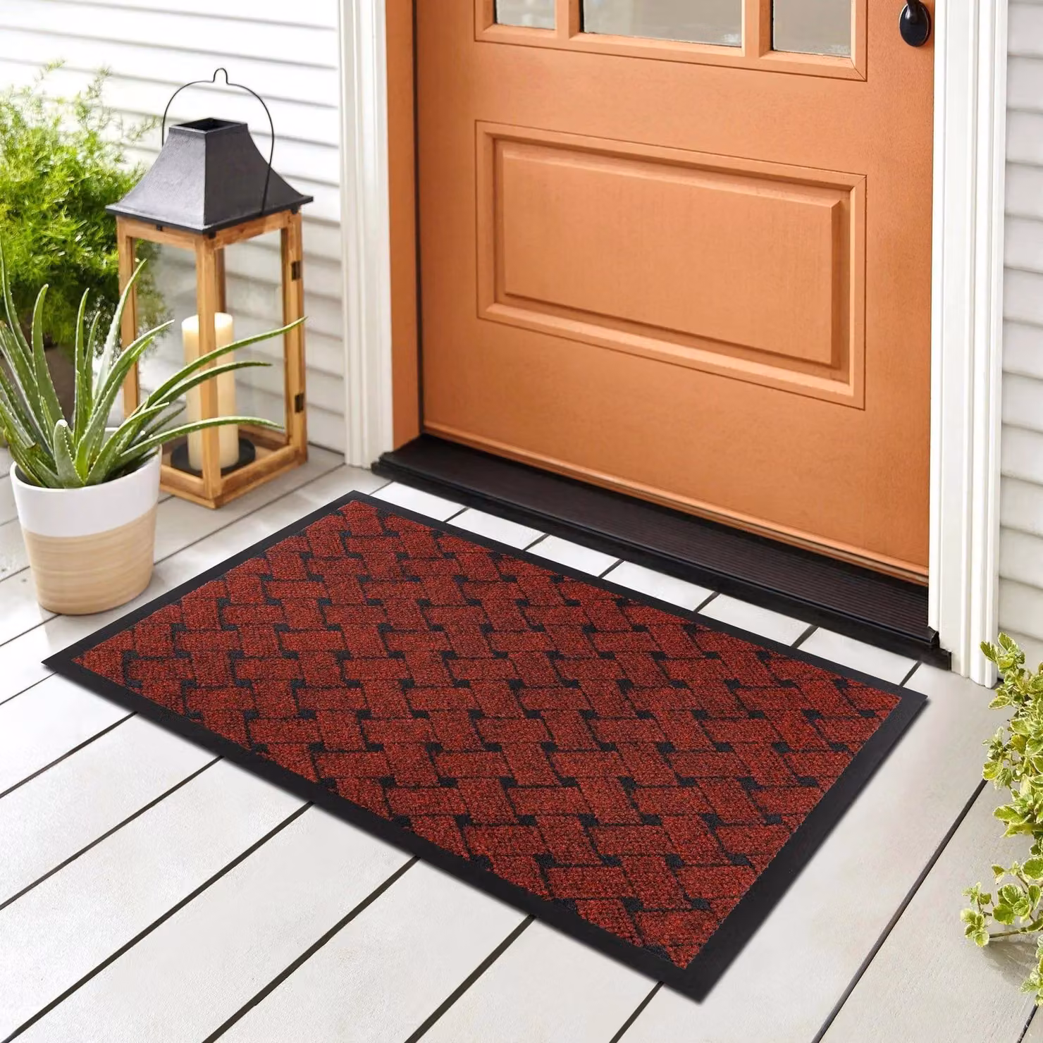 RugsX Vectra Non-Slip Red Rectangular Doormat, W: 80 cm, D: 50 cm, H: 1 cm – 2