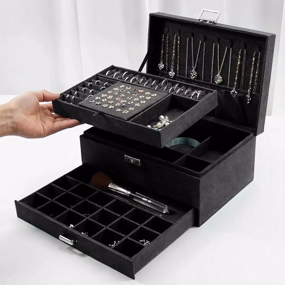 KORVIXA Black 3 Layer Large Jewellery Box, W: 50 cm x D: 50 cm – 4