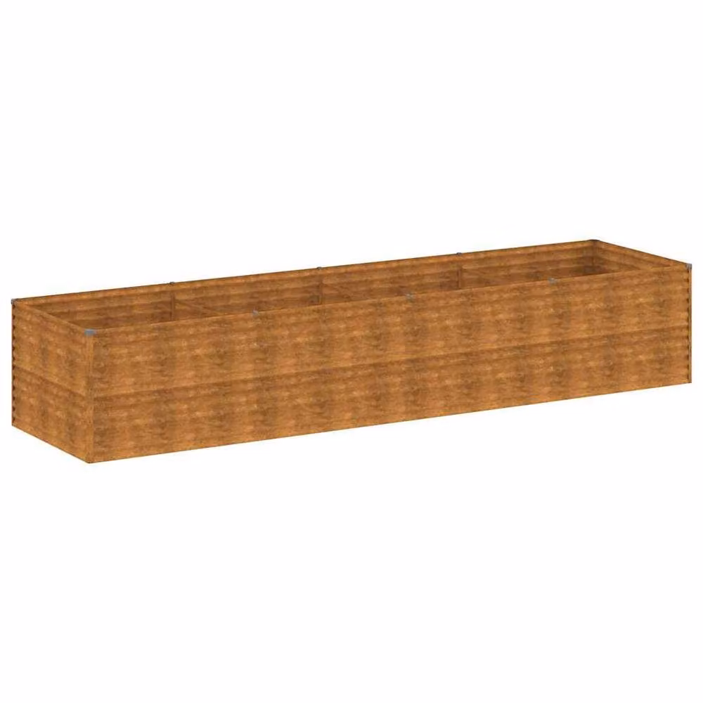 Berkfield Home Garden Corten Steel Raised Bed in Brown, W/D/H: 386 x 100 x 69 cm – 2