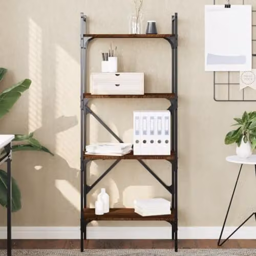 vidaXL 4-Tier Industrial Bookcase in Brown, W: 56 cm, D: 31.5 cm, H: 138.5 cm – 2