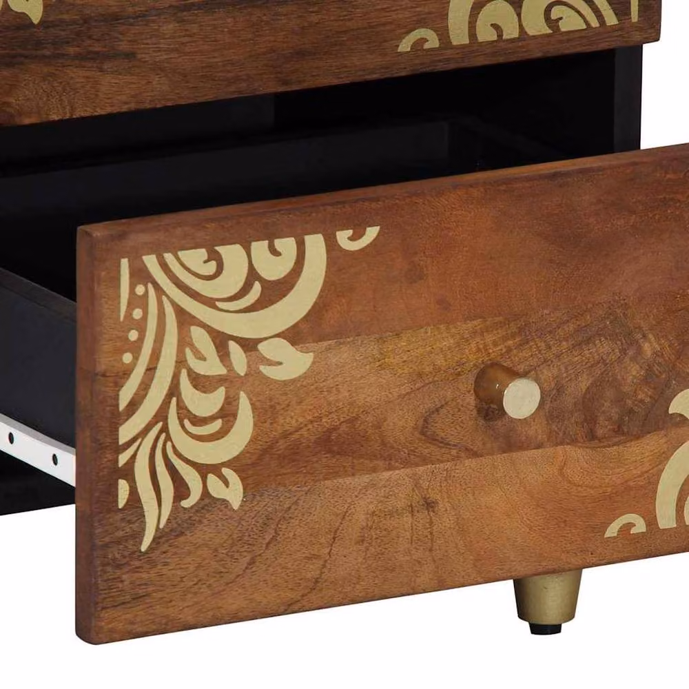 Berkfield Home Set of 2 Solid Mango Wood Bedside Cabinets in Brown, W/D/H: 40 x 33.5 x 46 cm – 5