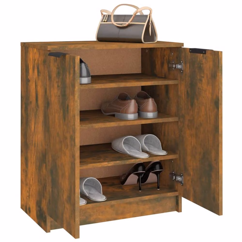 Berkfield Home Smoked Oak Shoe Cabinet in Brown, W/D/H: 59 x 35 x 70 cm – 4