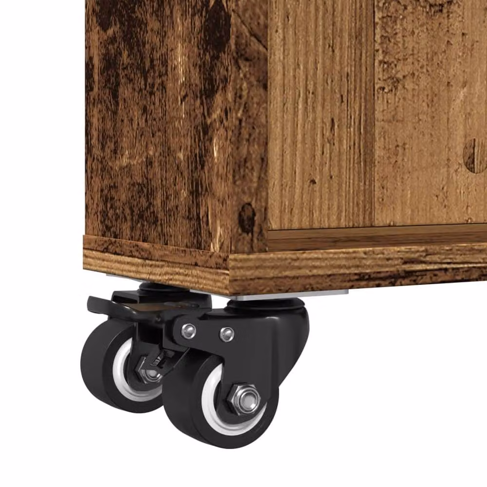 Berkfield Home Narrow Storage Trolley in Old Wood Brown, W: 48 cm, D: 13 cm, H: 68 cm – 5