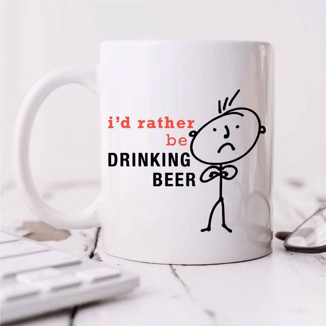 60 Second Makeover Men's I'd Rather Be Drinking Beer Mug in White Ceramic