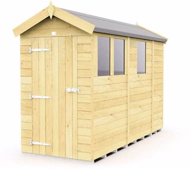 Buttercup Farm Brown Wooden Apex Shed with Single Door and Windows, W118 x D272 x H217 cm