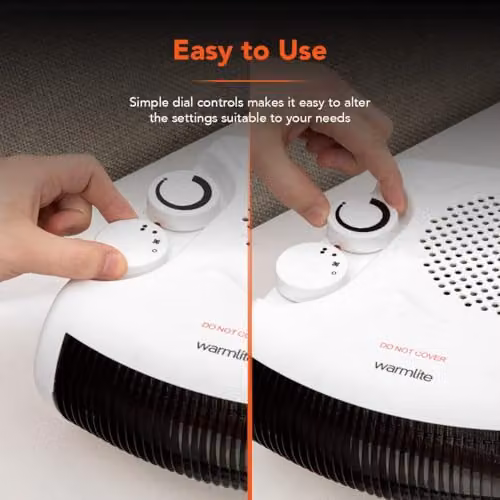 Warmlite Thermo Fan Heater with 2000W Power, Overheat Protection and Thermostat, White – 6