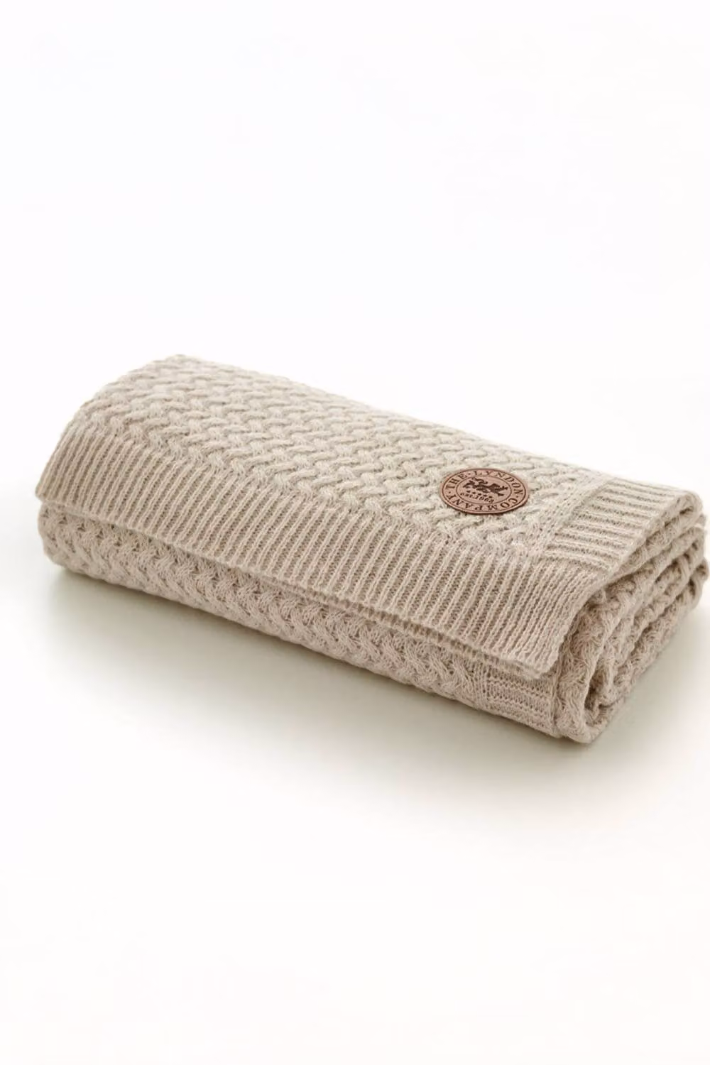 The Lyndon Company Cadenza Knitted Supersoft Yarn Dyed Throw in Beige, W: 130 cm, D: 170 cm – 3