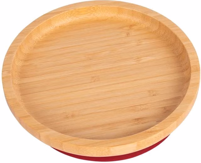Tiny Dining Red Round Bamboo Baby Suction Plate – 1