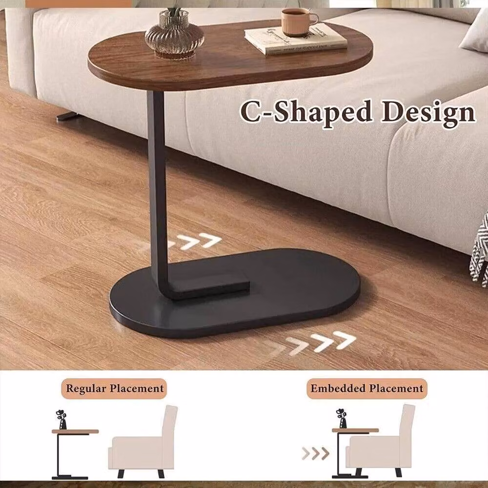 VOGREX C-Shaped Sofa Side Laptop Table in Brown – 4