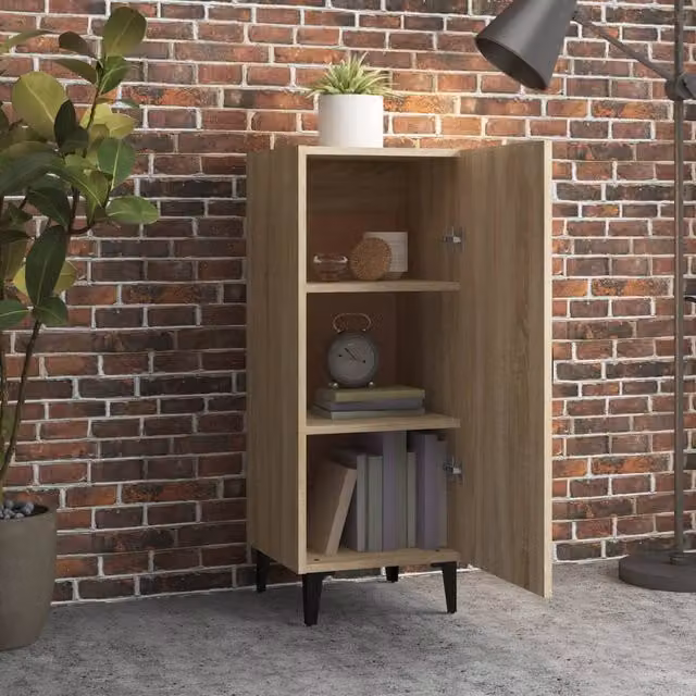 Berkfield Home Sonoma Oak Sideboard in Light Oak, W/D/H: 34.5 x 34 x 90 cm