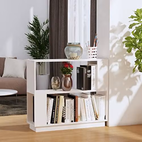 vidaXL White Solid Wood Pine Book Cabinet and Room Divider W/D/H: 80 x 25 x 70 cm – 2