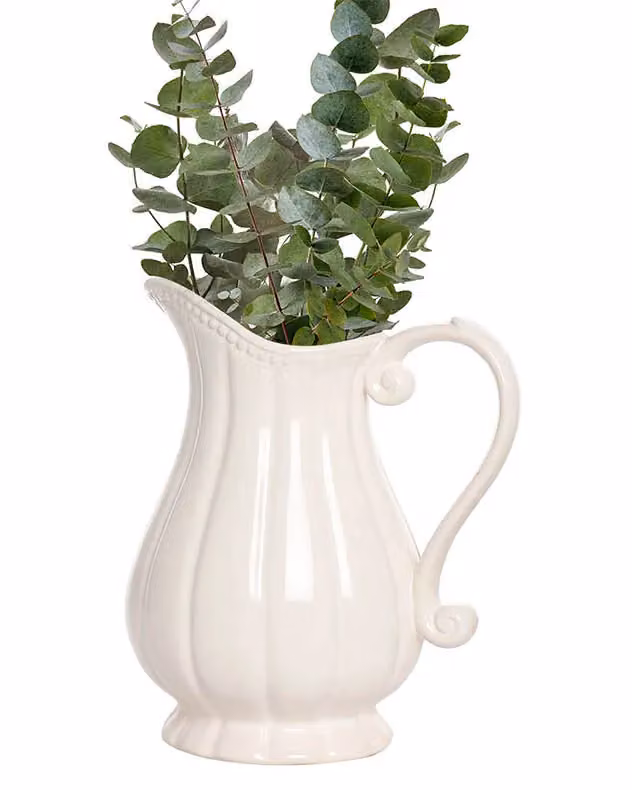 Dibor Gladestry Classical Ceramic Pitcher Flower Vase in White – 2
