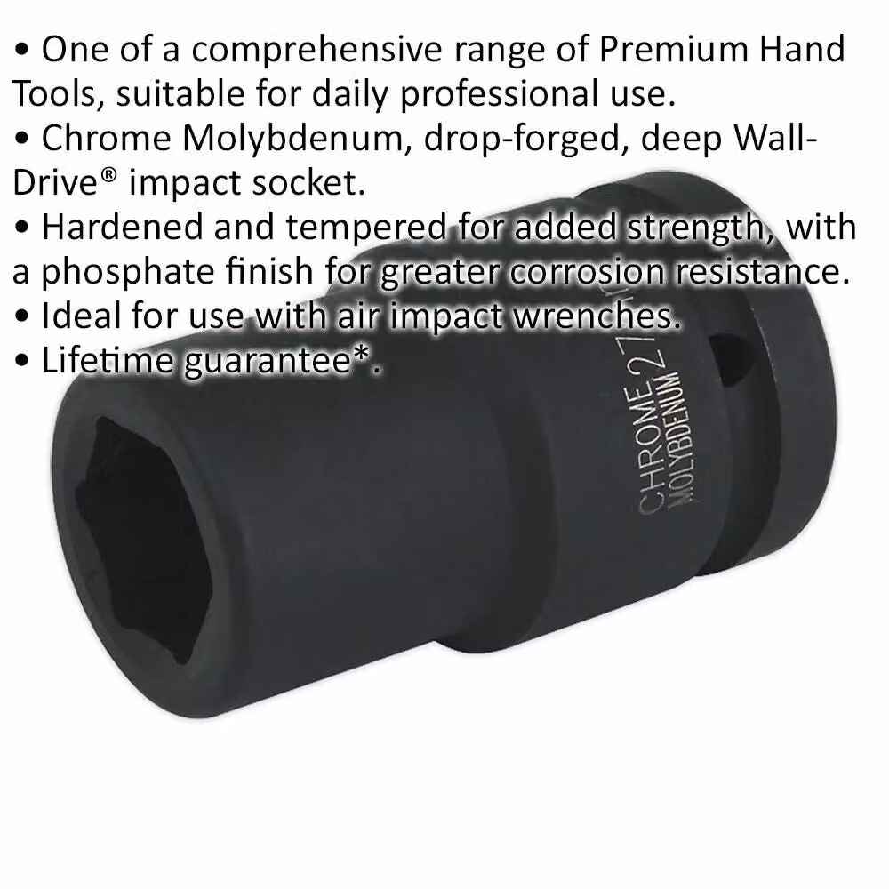 Loops 27mm Forged Deep Impact Socket, 1 Inch Sq Drive, Black Chromoly Wrench Socket – 2
