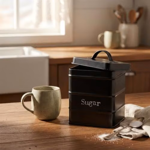 Harbour Housewares Metal Sugar Storage Canister with Airtight Lid, Black – 2
