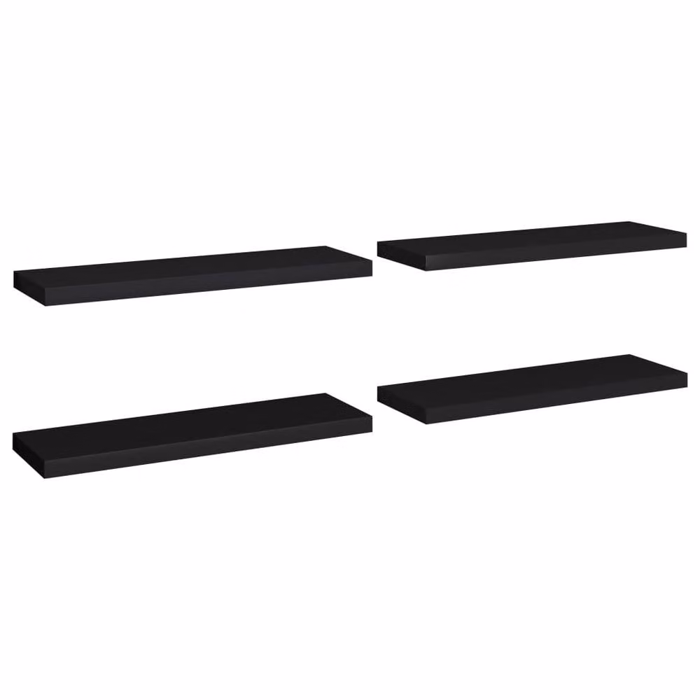 Berkfield Home Floating Wall Shelves, 4 Piece Set in Black, W: 80 cm, D: 23.5 cm, H: 3.8 cm – 2