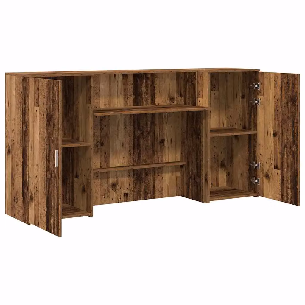 Berkfield Home Old Wood Reception Desk in Brown, W/D/H: 200 x 50 x 103.5 cm – 3