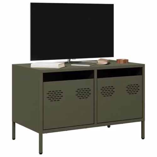 vidaXL Industrial Metal TV Cabinet in Matt Green, W: 68 cm, D: 39 cm, H: 43.5 cm – 4