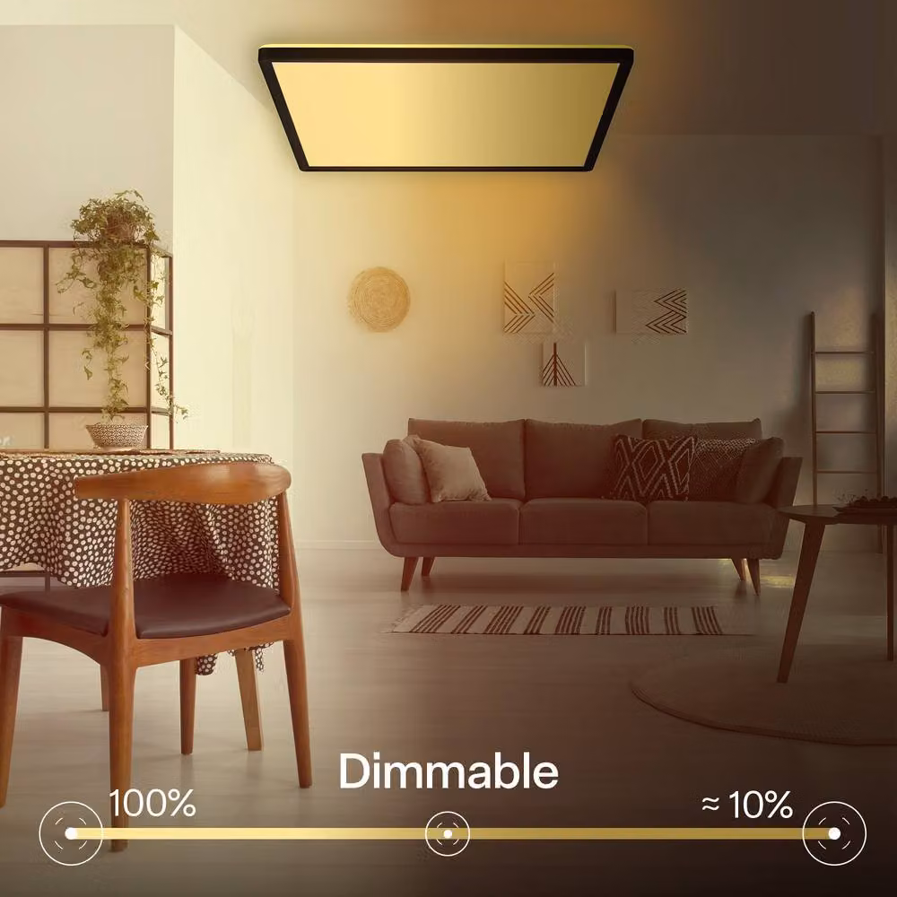 B.K.Licht Black LED Slim Ceiling Panel with Remote Control, Dimmable CCT, IP44, W/D/H: 42 x 42 x 3 cm – 9