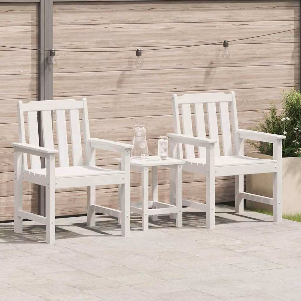 Berkfield Home Set of 2 Modern White HDPE Garden Dining Chairs – 2