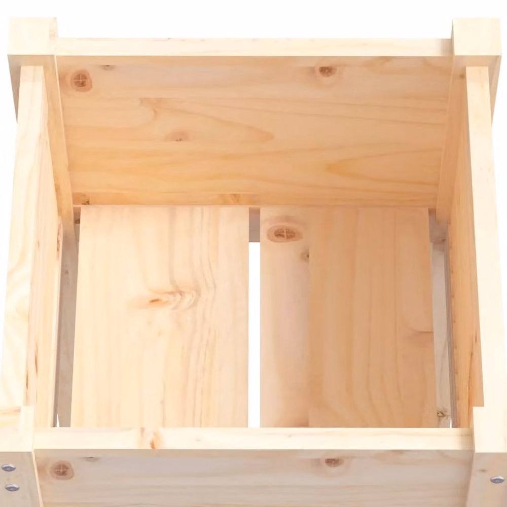 Berkfield Home Durable Wooden Garden Planter Tub in Beige, W/D/H: 50 x 50 x 70 cm – 3