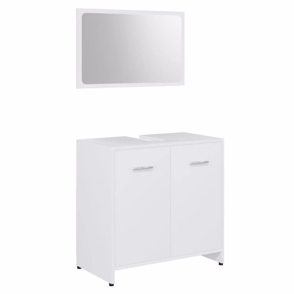 Berkfield Home Modern White Matt MDF Bathroom Furniture Set with Mirror Cabinet and Vanity Unit