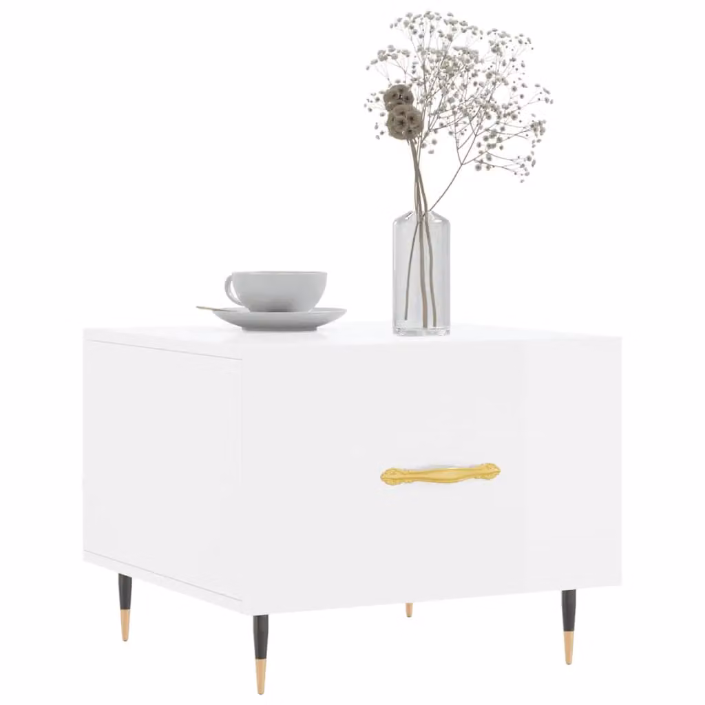 Berkfield Home High Gloss White Square Coffee Table W/D/H: 50 x 50 x 40 cm – 2