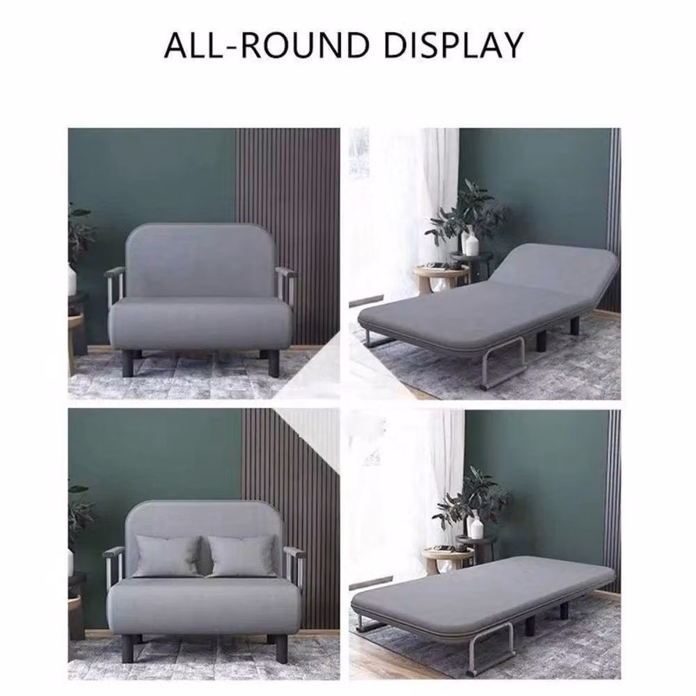 KORVIXA Grey Foldable Double Sofa Bed with Removable Fabric Covers, W/D/H: 200 x 100 x 82 cm – 3