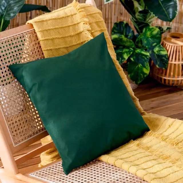 Furn Wrap Plain Square Outdoor Cushion in Green, W/D/H: 43 x 43 x 43 cm