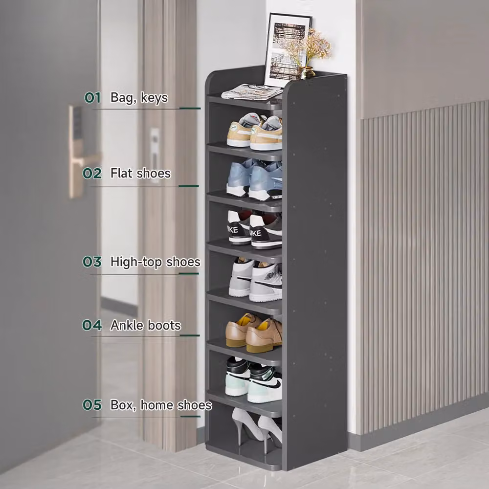 Living and Home 6-Tier Shoe Rack Organiser in Black, Width: 82 cm – 3