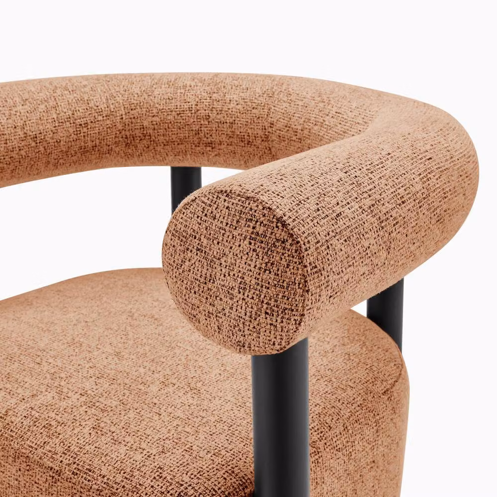 FurnitureboxUK Mirabel Mid-Century Fabric Accent Tub Chair with Armrests in Orange and Black – 3