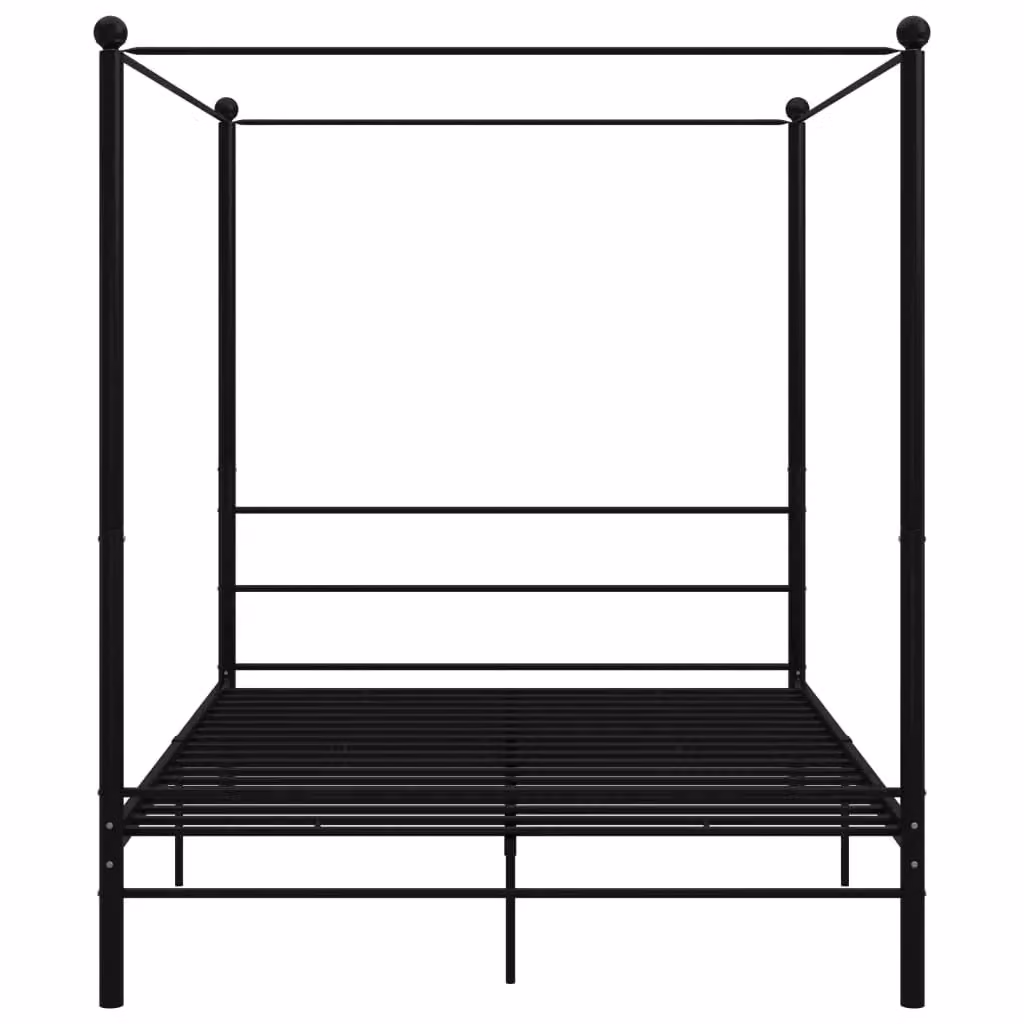 Berkfield Home Black Metal Canopy Bed Frame W/D/H: 160 x 200 cm – 2
