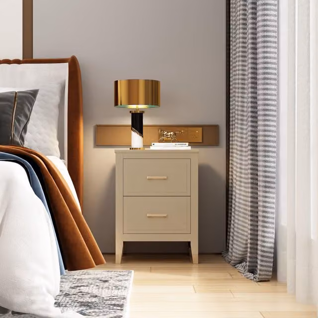 Cabinet Bits Palazzi 2 Drawer Bedside Table in Light Beige – 1