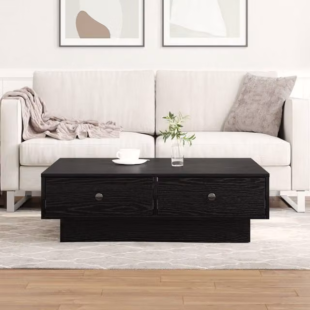 Berkfield Home Black Oak Coffee Table, W/D/H: 90 x 90 x 28 cm