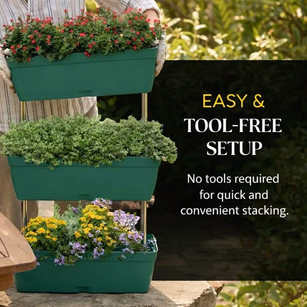 EONLION 3-Tier Vertical Raised Garden Bed Elevated Planter Box in Green – 4