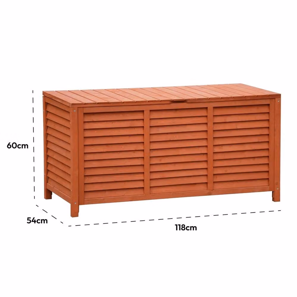 VOGREX 250L Brown Wood Outdoor Storage Box and Garden Bench Container W/D/H: 60 x 54 x 54 cm – 2