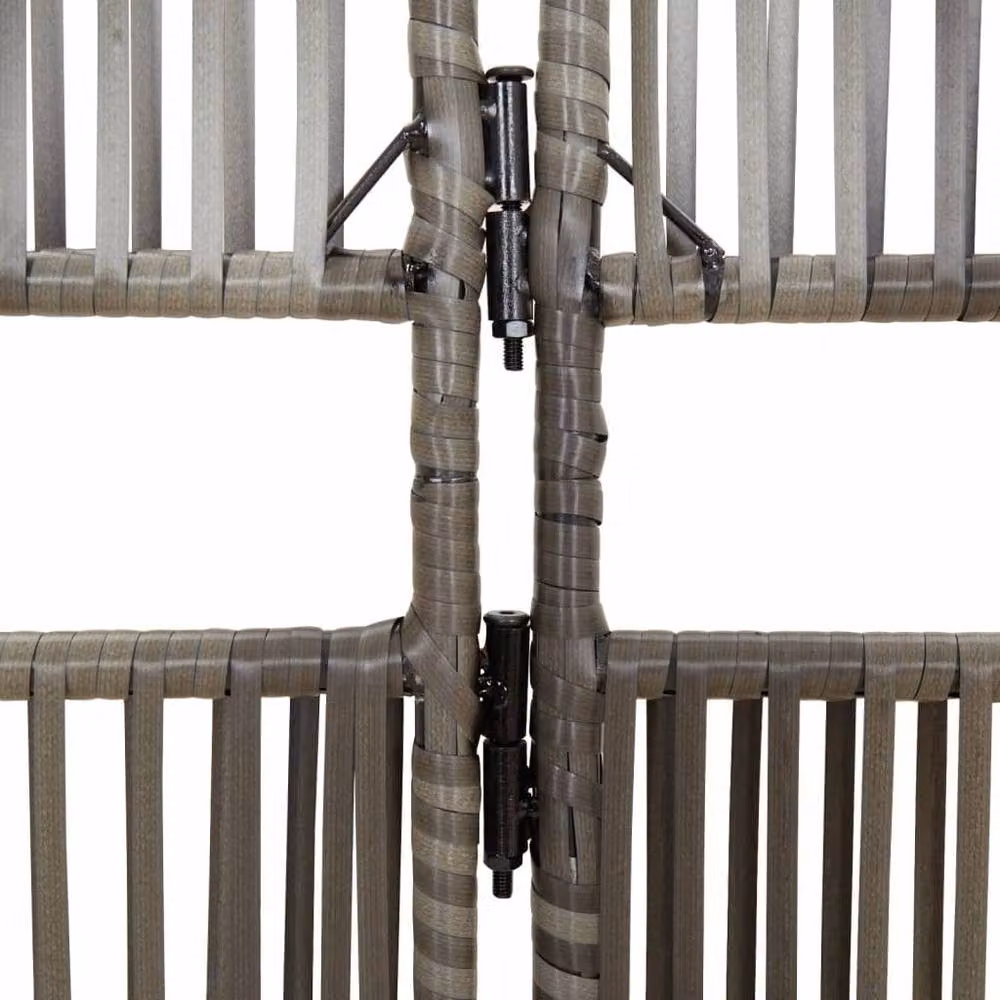 Berkfield Home 6 Panel Grey Poly Rattan and Steel Room Divider – 4