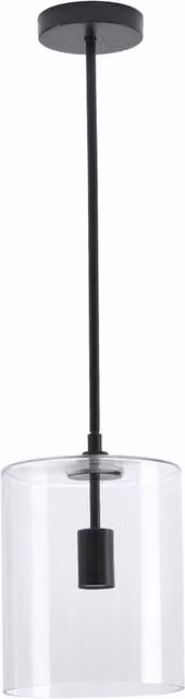 Living Star Modern Matte Black Metal and Transparent Glass Cylinder Pendant Light