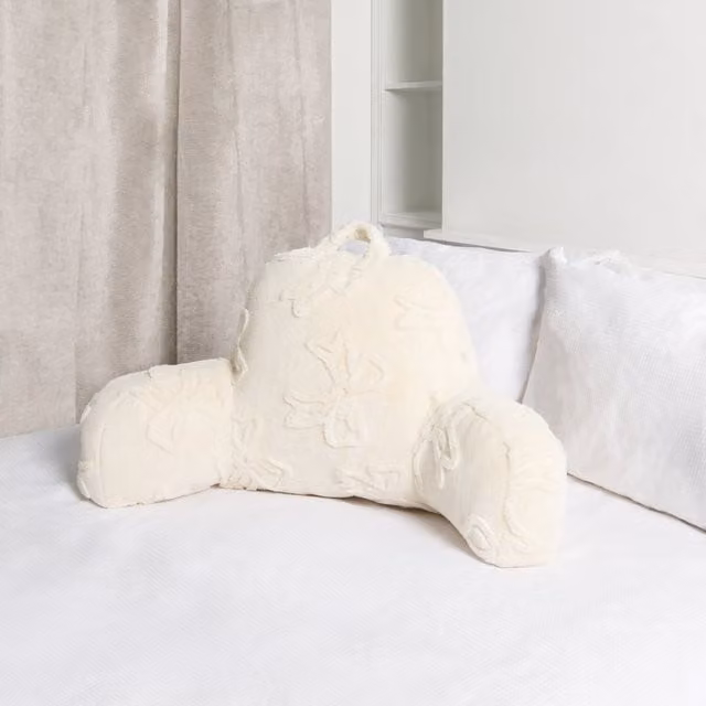 Divante Bow Faux Fur Cuddle Chair in Beige and White