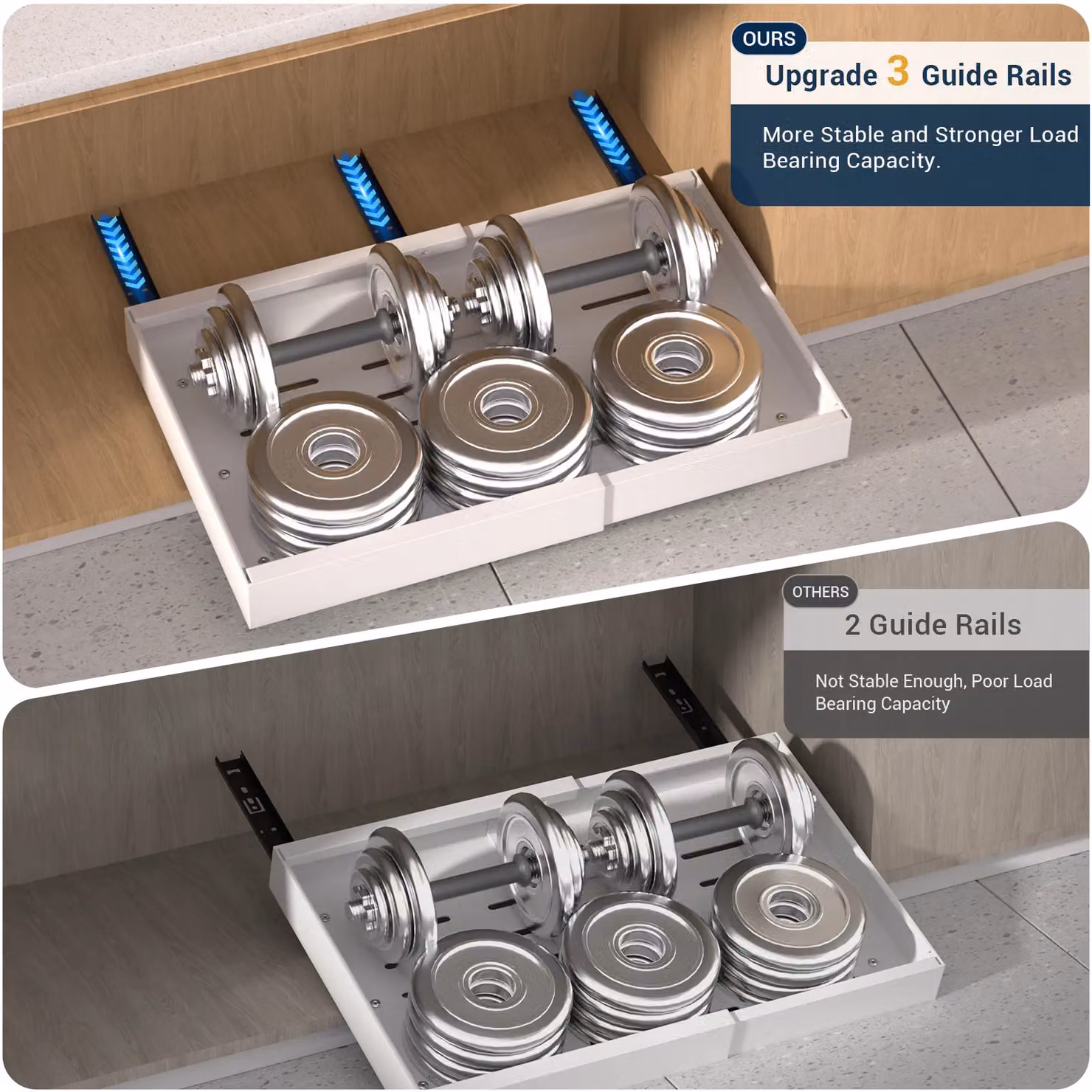 Blylund Adjustable Slide Out Cabinet Drawer Organiser, 2 Pack, White – 3