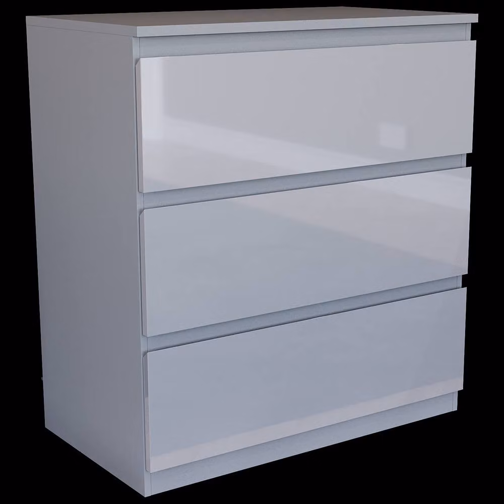 HD Designs Glinton 3 Drawer Chest of Drawers in Grey High Gloss – 4