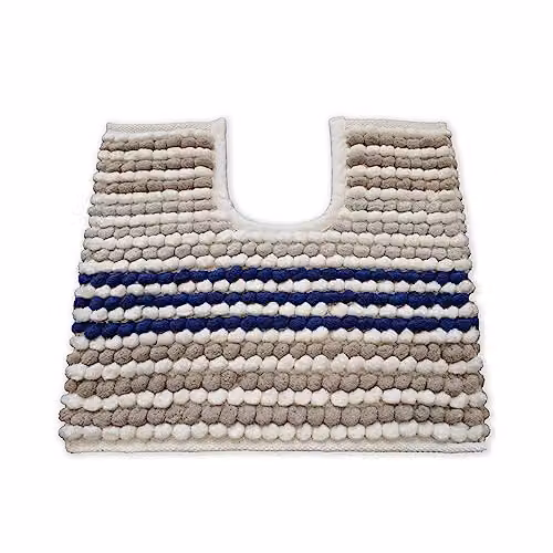 Allure Bath Fashions Striped Chunky Bobble Toilet Mat in Blue and Grey, W/D/H: 50 x 50 x 2 cm
