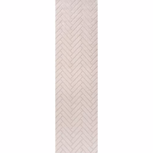 THE RUGS Loft Collection Modern Textured Living Room Area Rug in Cream Chevron, W: 80 cm, L: 300 cm
