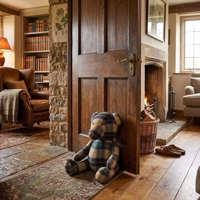 Orsina Green Checked Bear Door Stop – 2