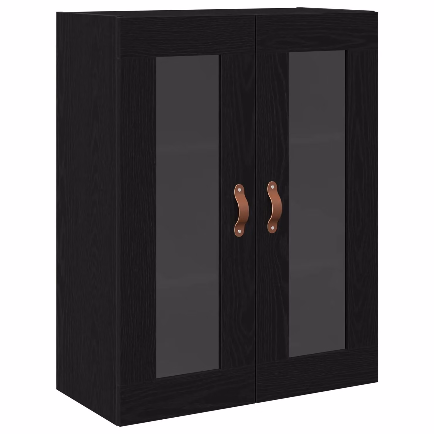 Berkfield Home Wall-Mounted Cabinet with Glass Doors in Black Oak, W/D/H: 69.5 x 34 x 90 cm – 2