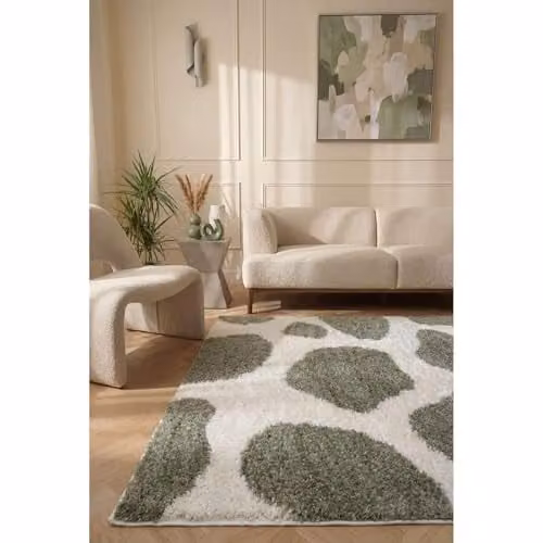 THE RUGS Soft Shaggy Area Rug in Sage Green, Modern Animal Print Patterned Carpet for Living Room and Bedroom, W: 80 cm, L: 300 cm – 2