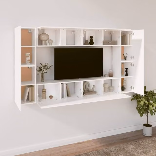 Berkfield Home Classic 8 Piece White MDF TV Cabinet Set