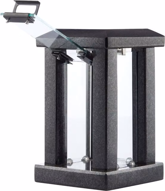 Novecrafto Large Polished Black Granite Memorial Lantern, H 32 cm, W 15 cm, D 15 cm