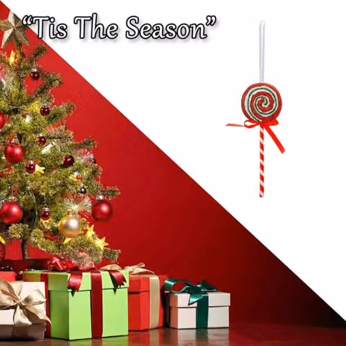 VFM e-Store Christmas Decoration Mini Candy Cane Lollipops, Red and White Striped Hanging Ornaments, Height: 24.5 cm – 6